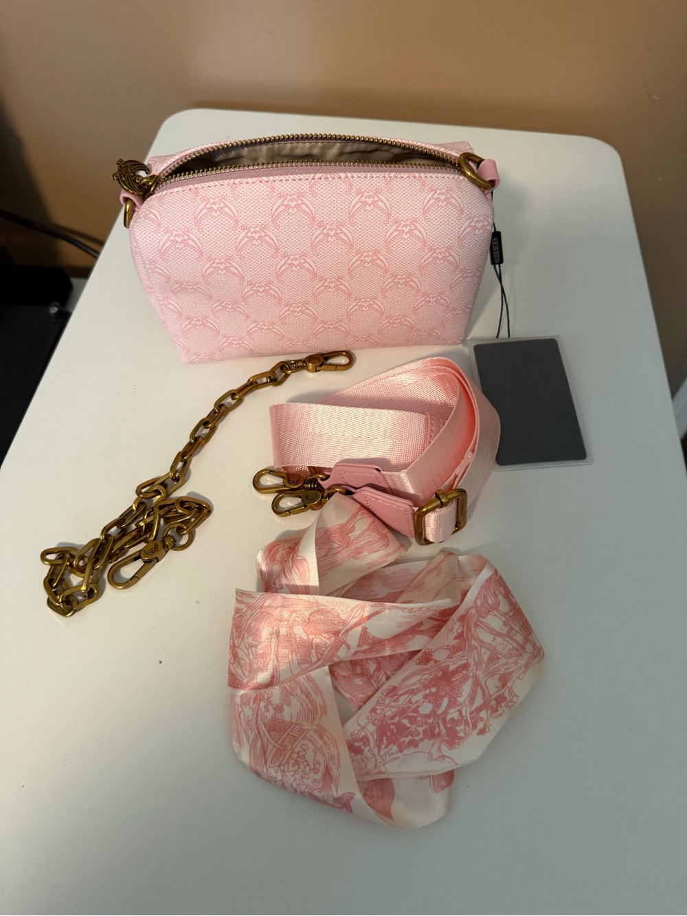 Pink Crossbody Bag with Detachable Strap